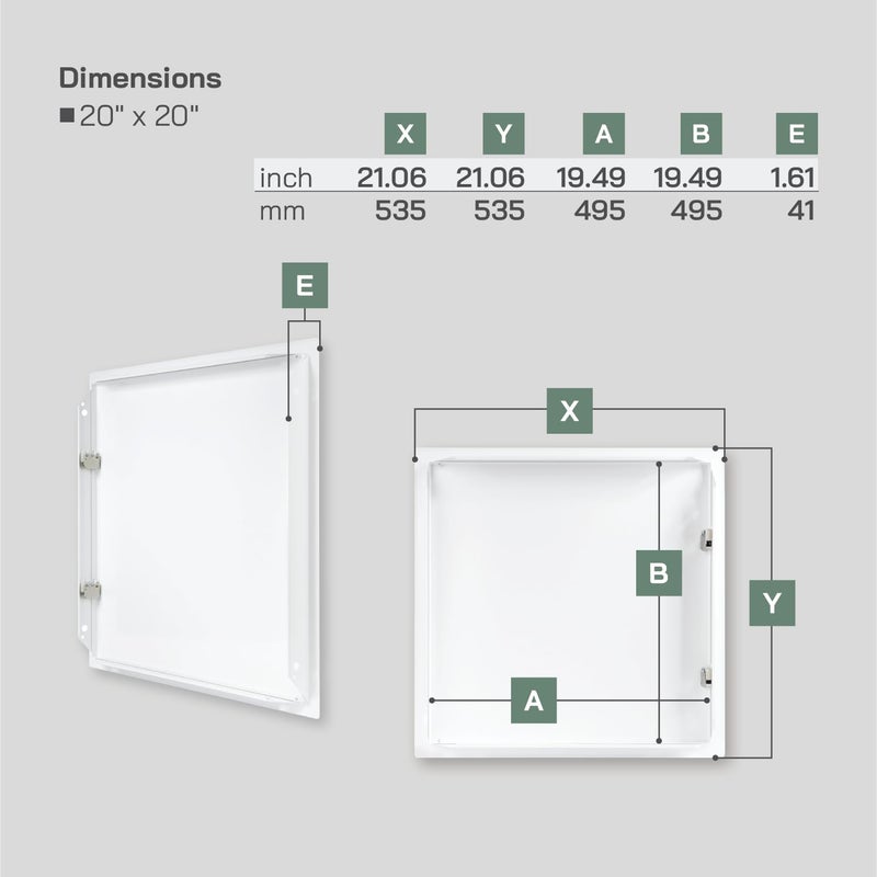 Vent Systems 20'' x 20'' Inch White Metal Access Panel with Click Function - Easy Access Doors - Access Panel for Drywall, Wall, Electrical and Plumbing Service Door - Image 2